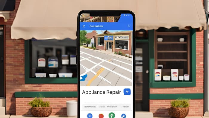 Phone showing GBP for appliance repair